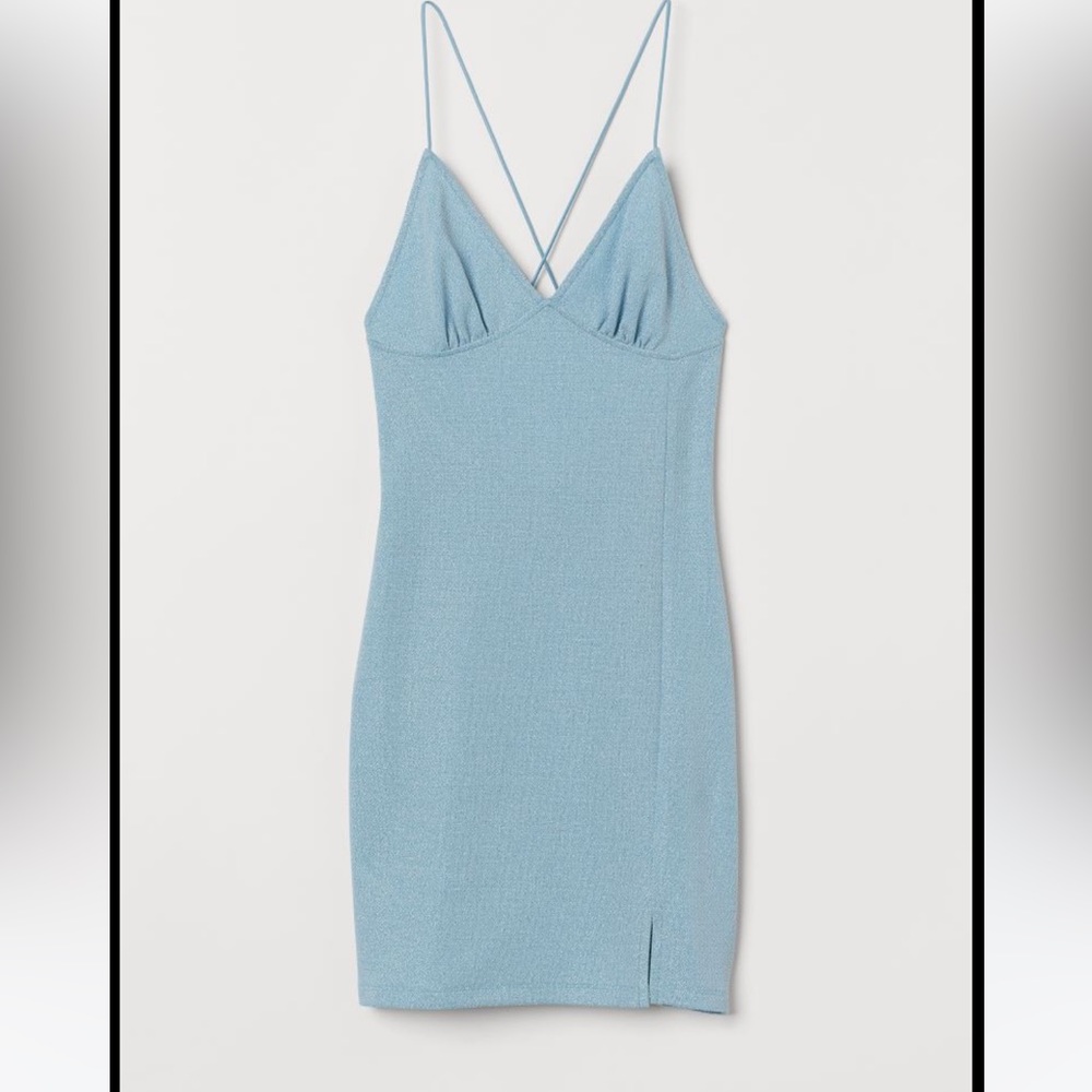 Blue skin tight sparkly dress